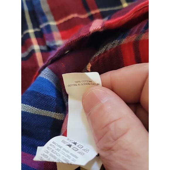 Lucky Brand 100% Cotton Red Blue Plaid LS Pearl Snap Western Shirt Men's XL - Picture 12 of 12